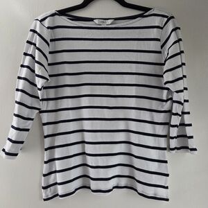 Women’s Navy & White Striped Boatneck Top